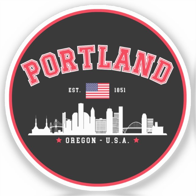 Sticker Portland Modern Skyline city (Recto)