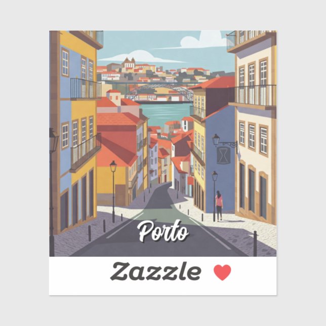 Sticker Porto Portugal Voyage Abstrait (Feuille)