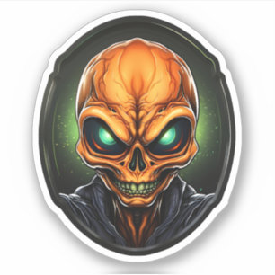 Sticker Portrait Alien Alien déplaisant Orange