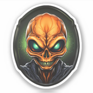 Sticker Portrait Alien Alien déplaisant Orange