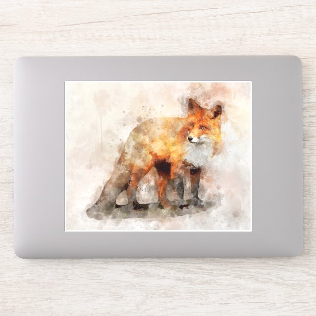 Sticker Portrait d'aquarelle Red Fox 04 (Ordinateur)