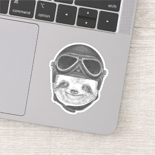 Sticker Portrait de casque vintage de la paresse  