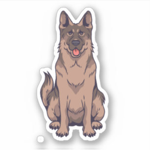 Sticker Portrait de dessin animé de Berger Allemand
