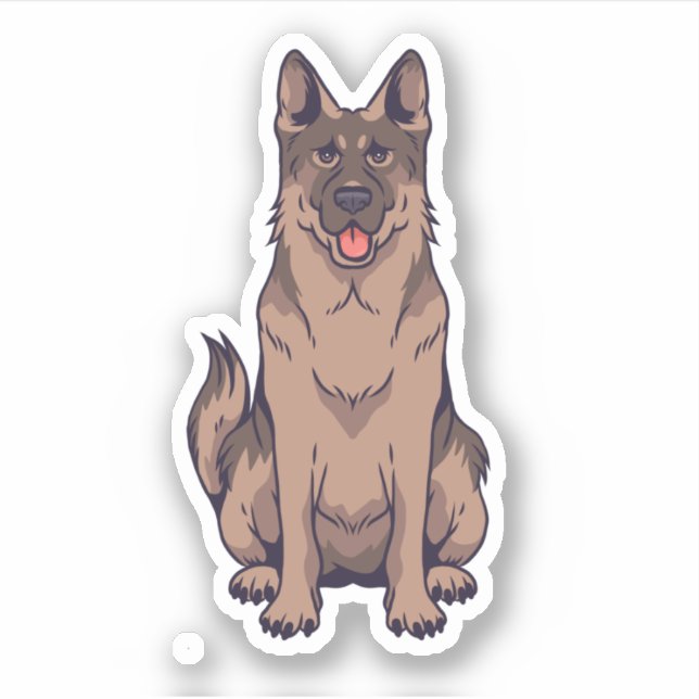 Sticker Portrait de dessin de berger allemand (Devant)