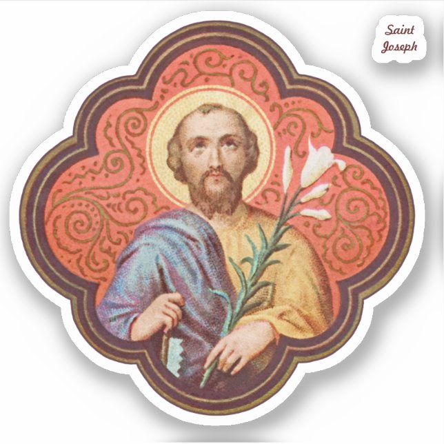Sticker Portrait de St Joseph dans un octofoil (TF 02) - 1 (Devant)