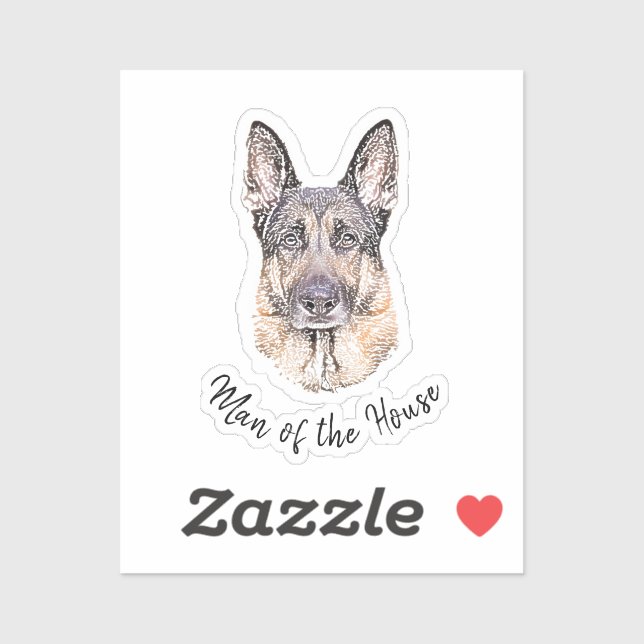 Sticker Portrait d'un chien berger allemand Sketched Art (Feuille)