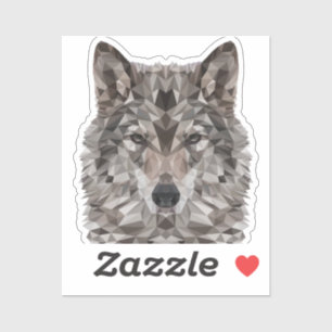 Sticker Portrait géométrique du loup gris