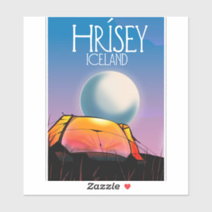 Sticker poster de camping Vintage Hrísey Islande