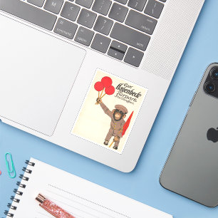 Sticker Poster De Cirque vintage D'Un Singe Portant Des Ba