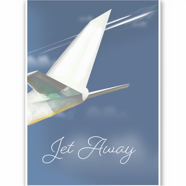 Sticker Poster de voyage Jet Away. (Devant)