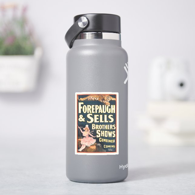 Sticker Poster Du Cirque Tigre Et Femme À Cheval (HydroFlask)