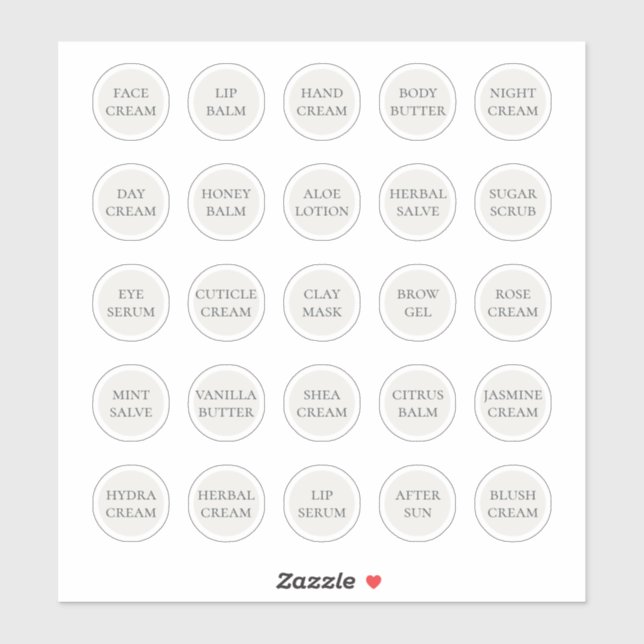 Sticker Pot à cosmétique personnalisable blanc de 1,14" de (Feuille)