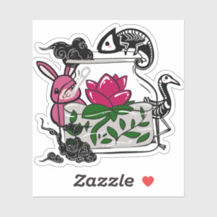 Sticker Pot à Mystère avec Caméléon Squelette