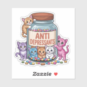 Sticker Pot anti-dépresseurs plein de chatons