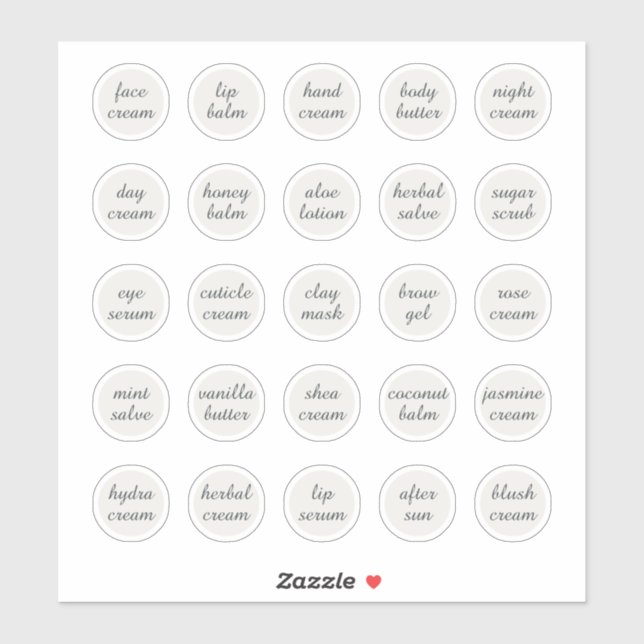 Sticker Pot cosmétique personnalisable blanc de 1,14" crèm (Feuille)