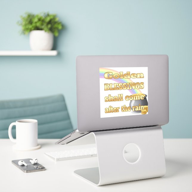 Sticker Pot d'or à la fin de l'arc-en-ciel (Ordinateur portable sur le bureau)