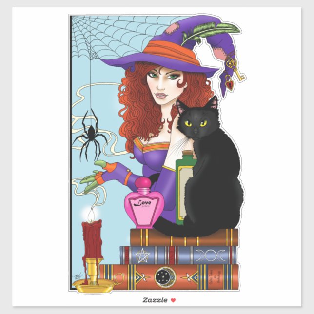 Sticker Potions de sorcières de livres de chats (Feuille)