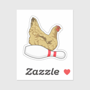 Sticker Poulet au Bowling avec épingle de Bowling