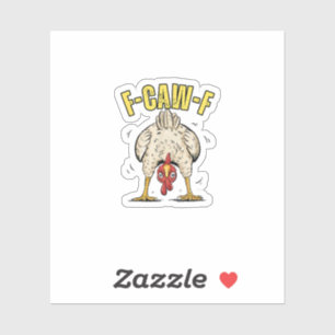 Sticker Poulet Drôle F-Caw-F Coq Pays Poule