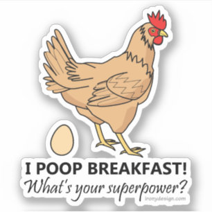 Sticker Poulet Poops Petit-déjeuner Drôle Contour Coupe