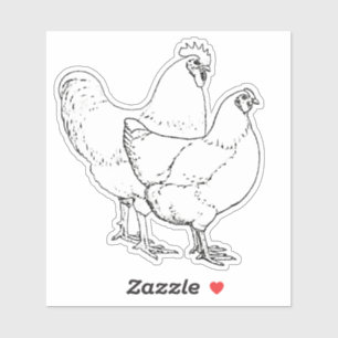 Sticker Poulets de race d'héritage - coq et poule