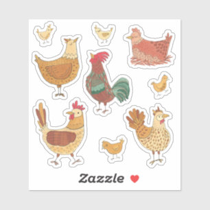Sticker Poulets et coqs de poulet coupés