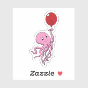 Sticker poulpe avec ballon