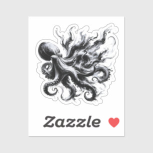 Sticker Poulpe Kraken Fluide Encre Abstraite