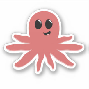 Sticker Poulpe rose heureux