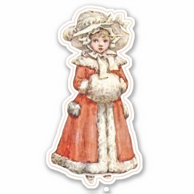 Sticker Poupée en papier pour enfant victorien manteau d'h (Devant)