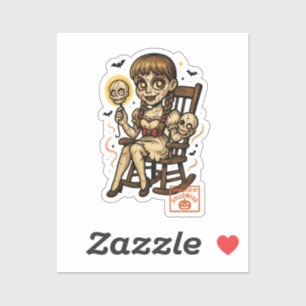 Sticker Poupée hantée vers le haut - Halloween Déplaisante