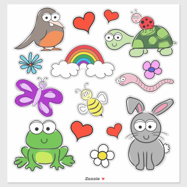 Sticker pour animaux de printemps mignon (Feuille)
