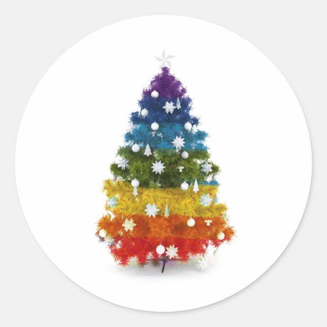 Sticker pour arbre de Noël arc-en-ciel LGBT (Devant)