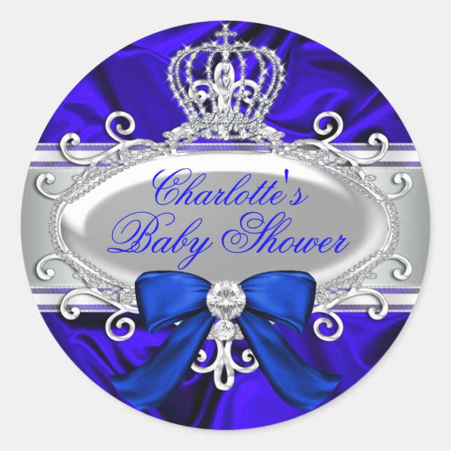 Sticker pour Baby shower bleu Little Prince Royal (Devant)
