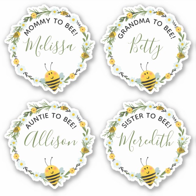Sticker pour Baby shower de couronne d'abeilles ne (Devant)