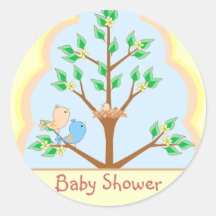 Sticker pour Baby shower de famille d'oiseaux
