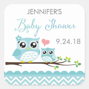 Sticker pour Baby shower de hibou / Étiquette Bl