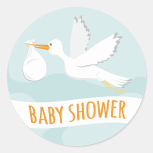 Sticker pour Baby shower de la cigogne