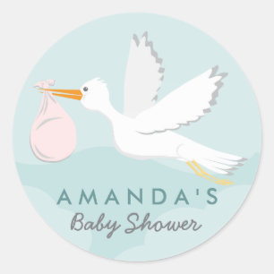 Sticker pour Baby shower de la cigogne