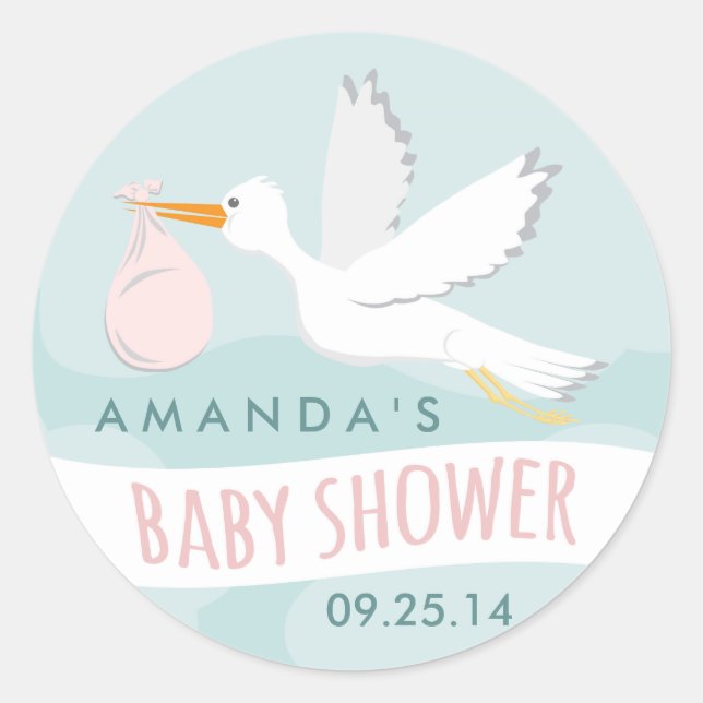 Sticker pour Baby shower de la cigogne (Devant)