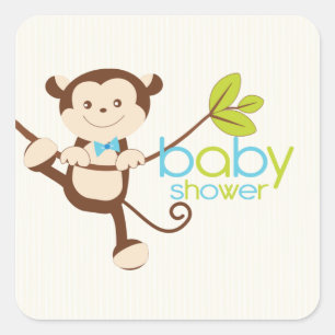 Sticker pour Baby shower de singe mignon