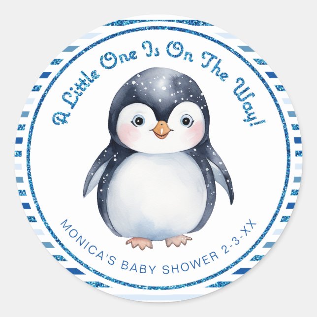 Sticker pour Baby shower d'hiver de Pingouin migno (Devant)