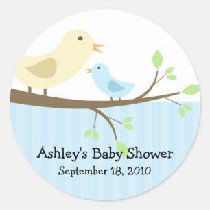 Sticker pour Baby shower d'oiseaux maman et bébé