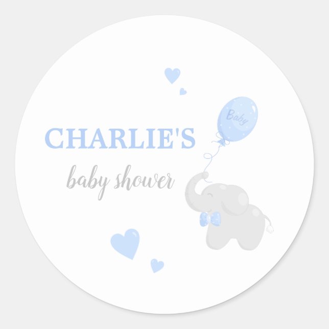 Sticker pour Baby shower éléphant mignon (Devant)