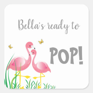 Sticker pour Baby shower POP prêt pour les Flamant