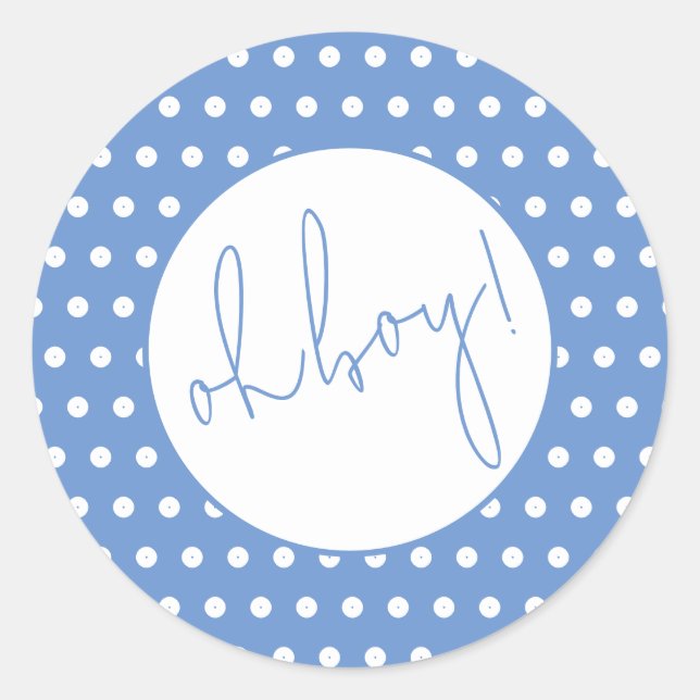 Sticker pour Baby shower pour garçon Polka bleu et (Devant)