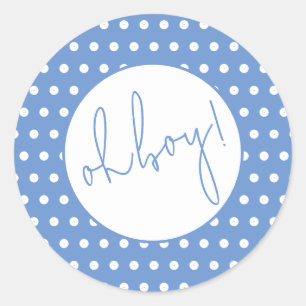 Sticker pour Baby shower pour garçon Polka bleu et