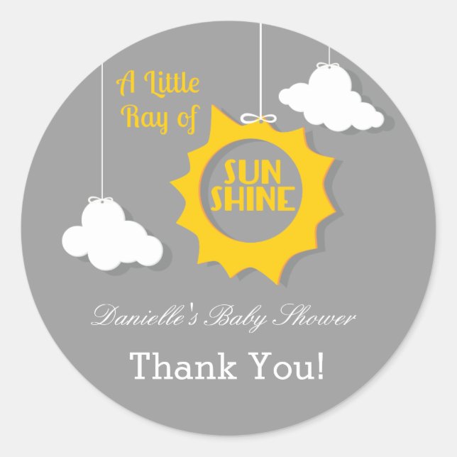 Sticker pour Baby shower Ray of Sunshine (Devant)