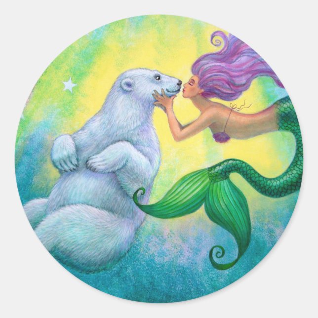 Sticker pour baiser à l'ours polaire de la sirène (Devant)