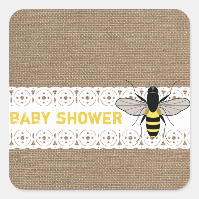 Sticker pour bébé abeille au miel inspiré Burlap (Devant)